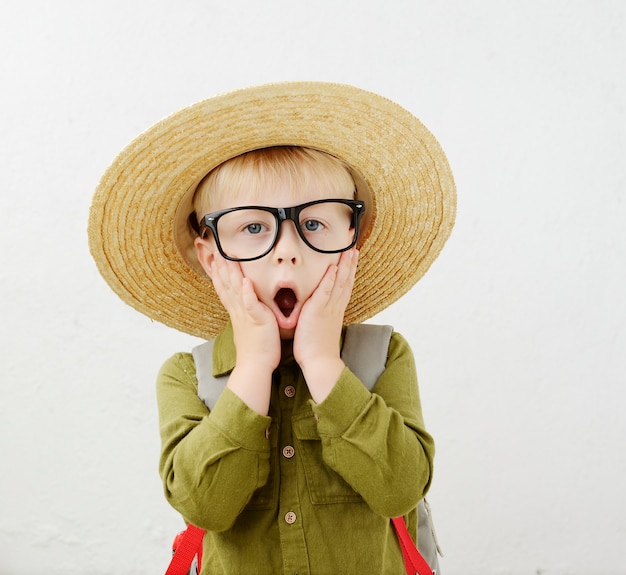 portrait of a little schoolboy