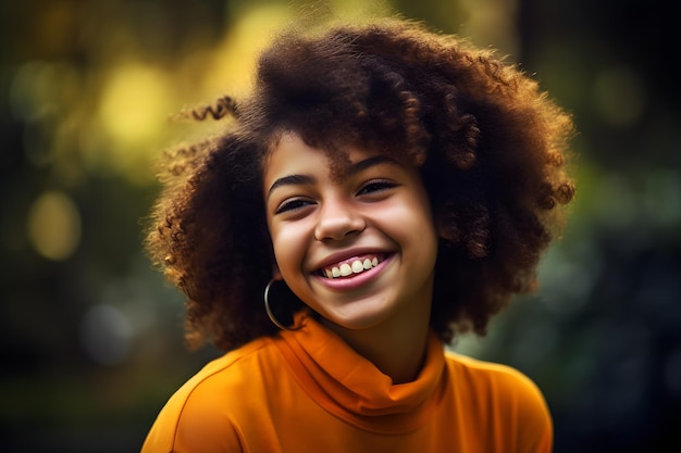 Portrait of a little smiling African American girl Neural network AI generated