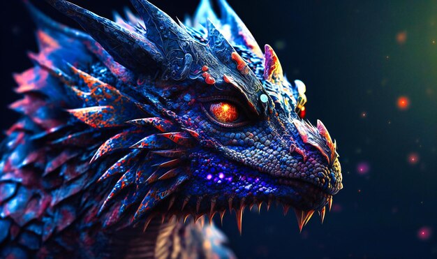 Portrait look close view dragon animal