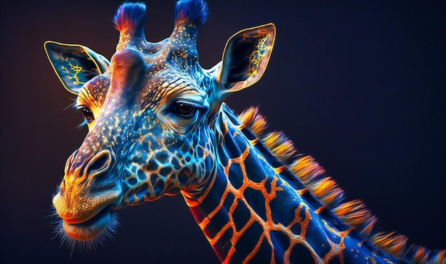 Portrait look close view Giraffe animal