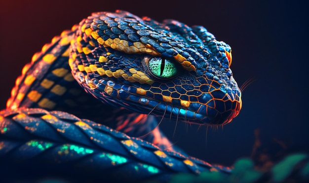 Portrait look close view snake animal