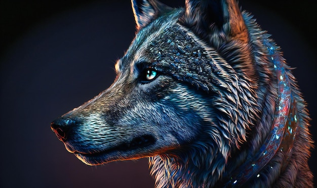 portrait look close view wolf animal