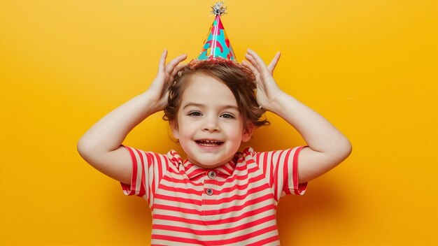 Portrait of a lovely cute little kid in birthday hat