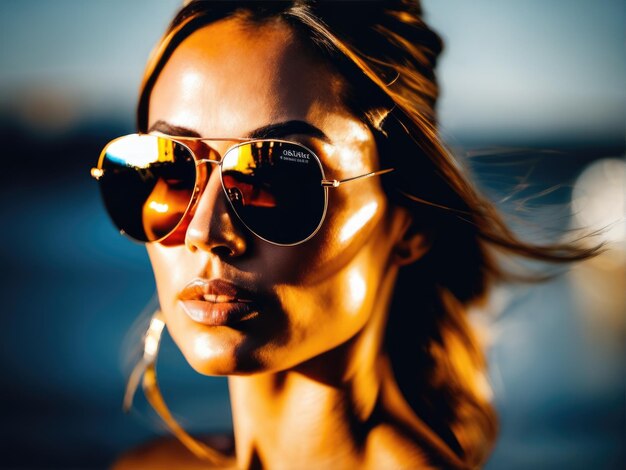 Portrait of Lovely woman Outdoor shot of glamorous happy girl in sunglasses