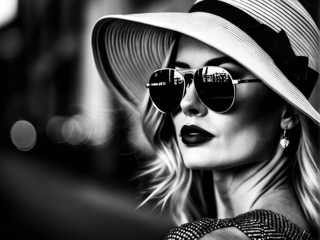 Portrait of Lovely woman Outdoor shot of glamorous happy girl in sunglasses