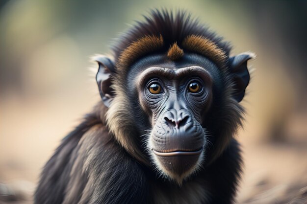 Portrait of a macaque monkey ai generative