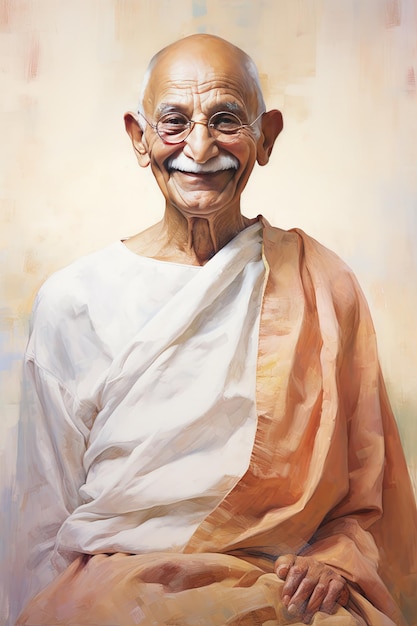 Portrait of Mahatma Gandhi in random arts style