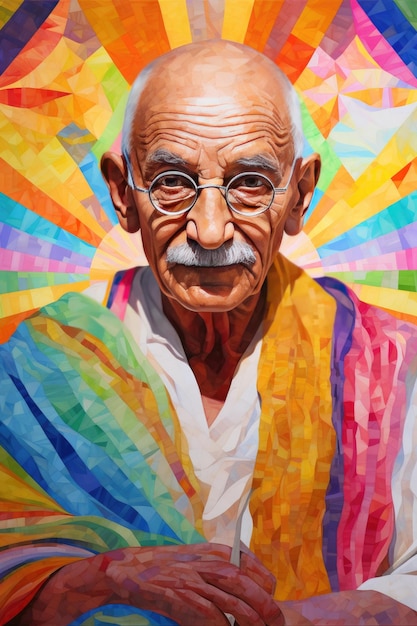 Portrait of Mahatma Gandhi in random arts style