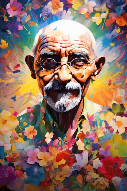 Portrait of Mahatma Gandhi in random arts style