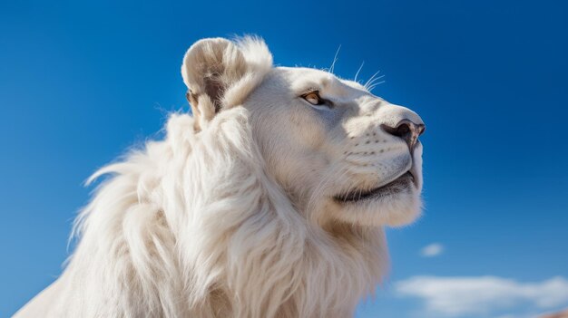 Portrait of majestic white lion generative ai