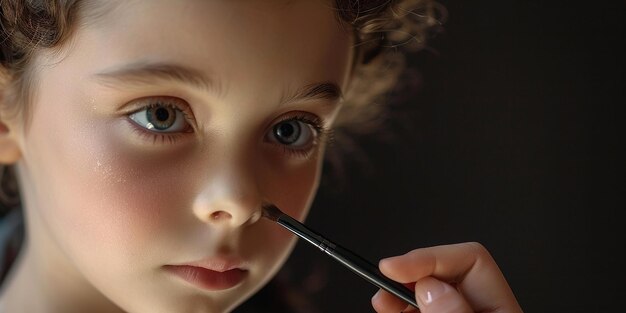 Photo portrait of makeup magic transforming a girl