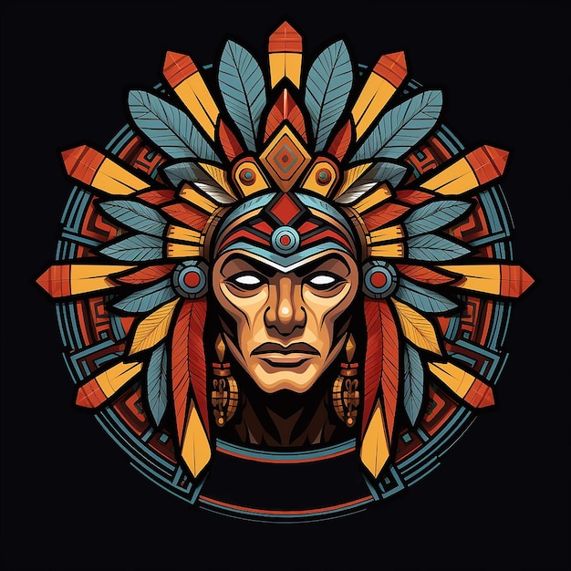 Premium AI Image | Portrait of a Male Aztec Warrior Vector Logo