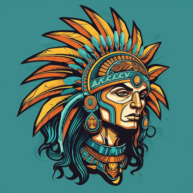 Premium AI Image | Portrait of a male Aztec Warrior