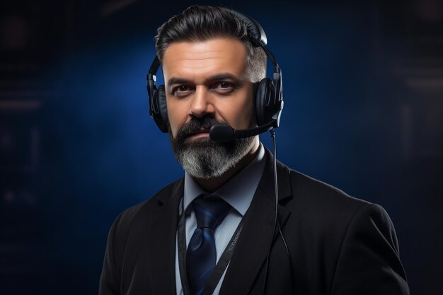 Portrait of male call center agent