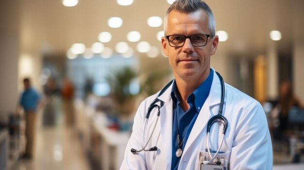 Photo portrait of a male doctor in a hospital