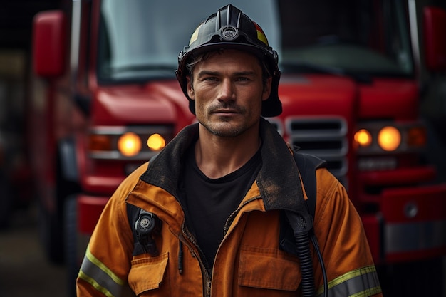 Portrait of a Male Firefighter Generative By Ai