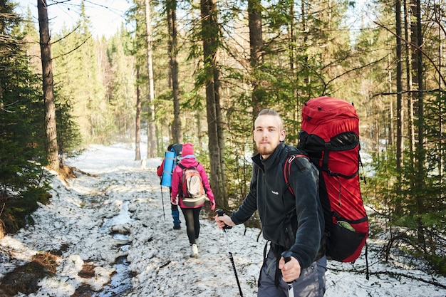 Portrait of male hiker in forest