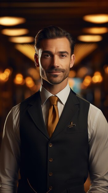 Portrait of a male hotel manager Generative Ai
