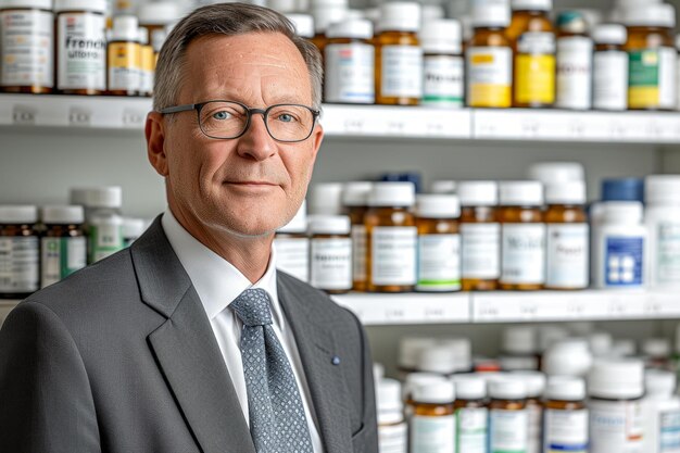 Portrait of a male pharmacist in a drugstore