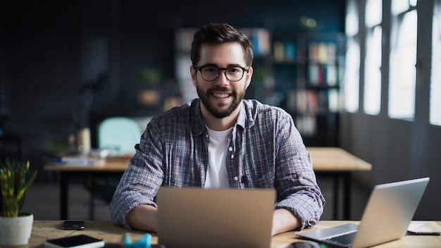 Portrait of male programmer in office