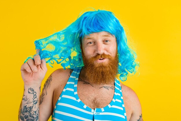 Portrait of man against blue background