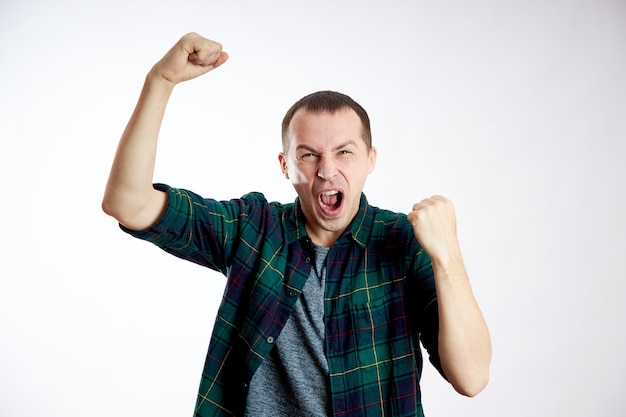 Portrait of a man cheering