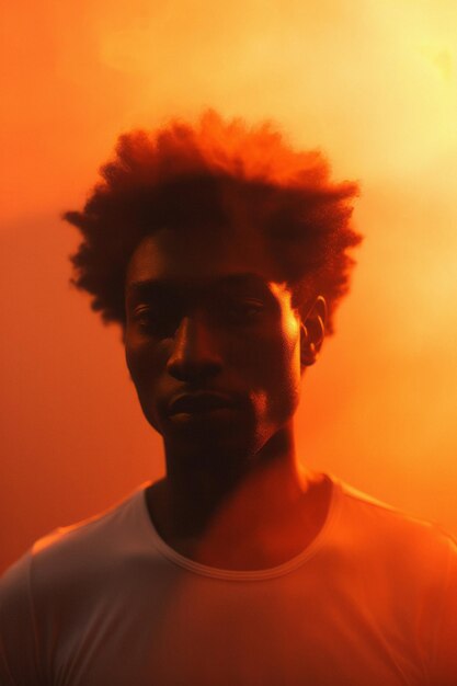 Portrait of a man in the dark on a colored background