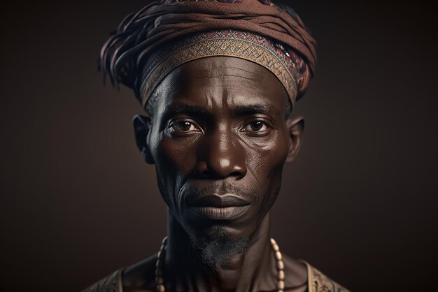 Portrait of man from the Bayaka tribe in Central African Republic Ai generated art