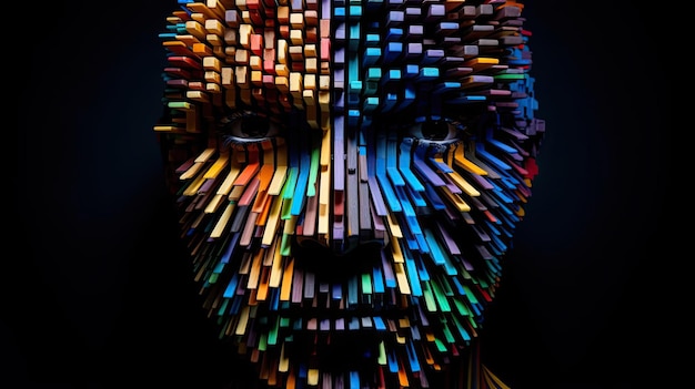 a portrait of a man made out of colored sticks in the style of igor zenin