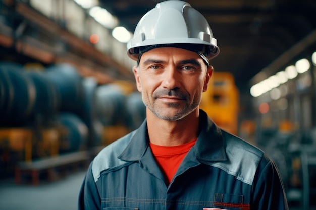 Photo portrait of man in metallurgy work clothes