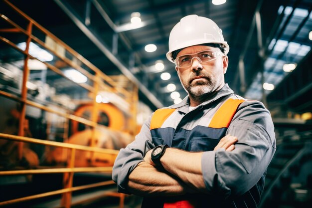 Foto ritratto di un uomo in abiti da lavoro in metallurgia