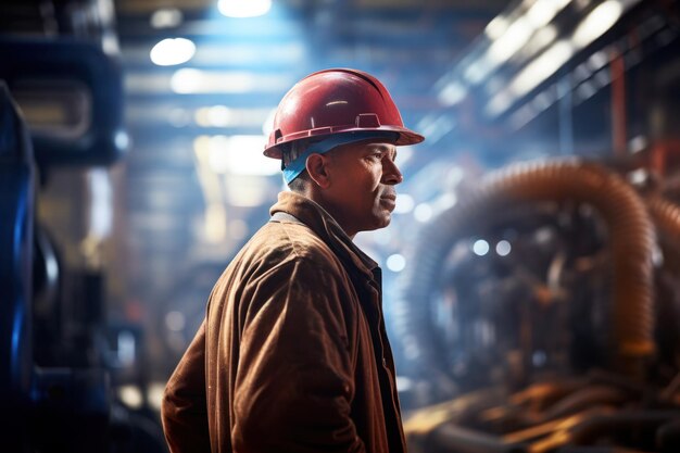 Portrait of man oil gas refinery industry factory worker