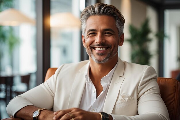 Photo portrait of a man sitting on a chair