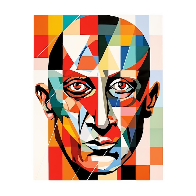 Portrait of a man in stained glass style illustration picasso style