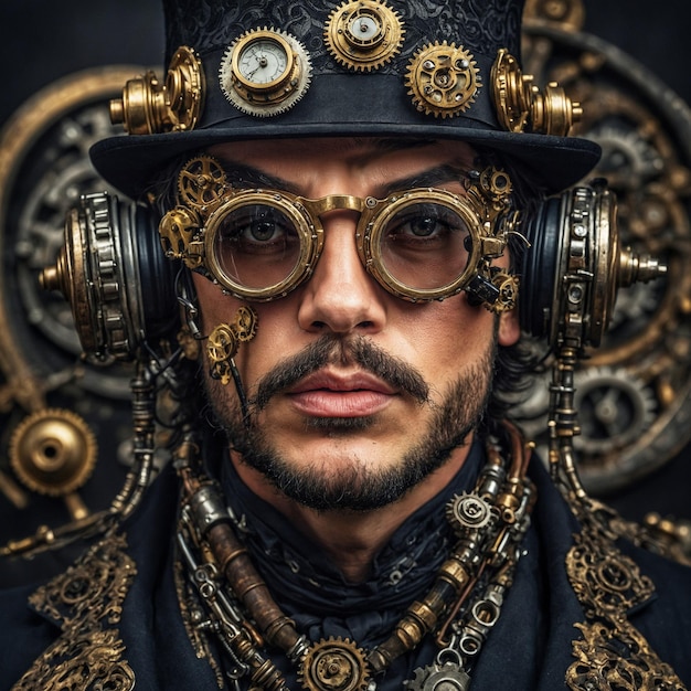 Portrait of a man in steam punk style