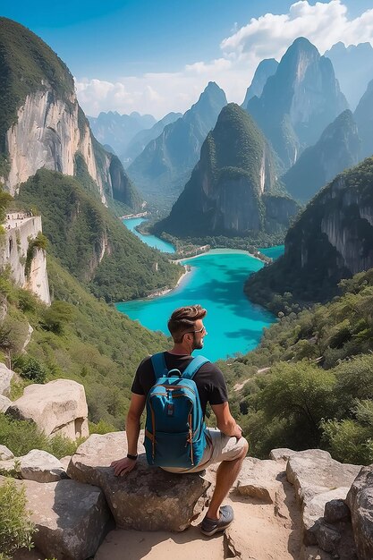 Portrait of man during vacation visiting locations around the world