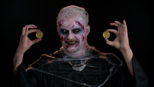 Photo portrait of man wearing mask against black background