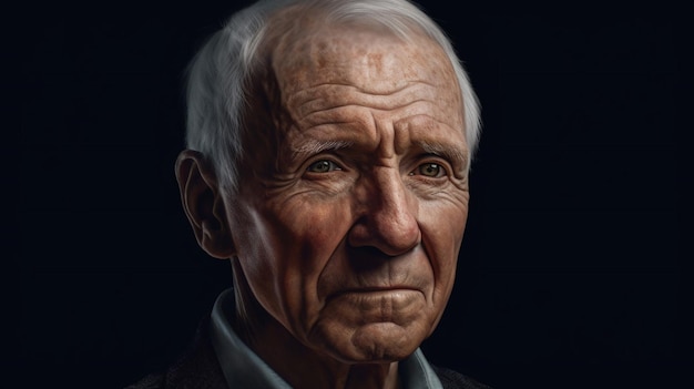 A portrait of a man with a dark background