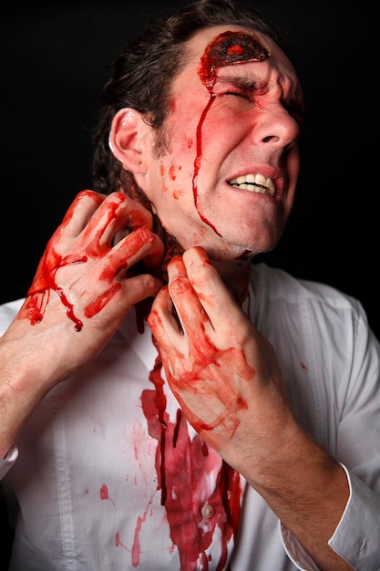 Photo portrait of man with food