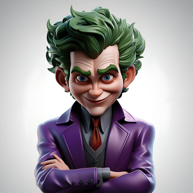 Portrait of a man with green hair and a purple suit