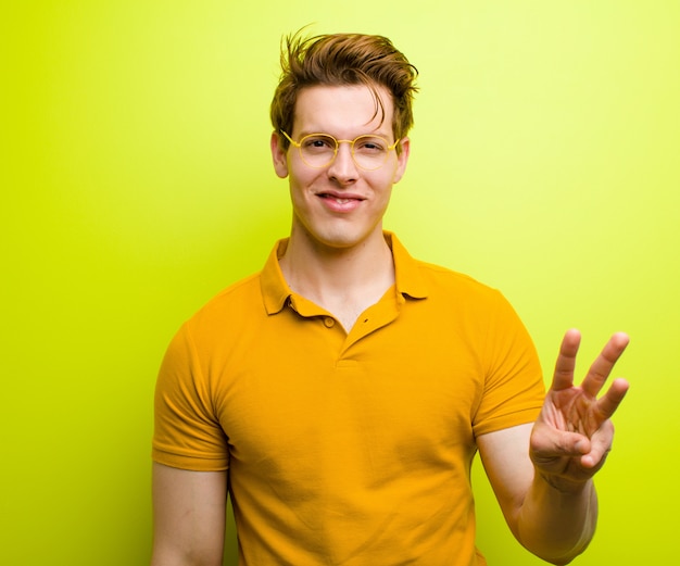 Portrait of a man on yellow background