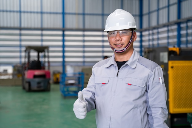 Portrait of manual asian man worker