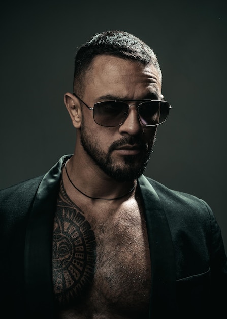 Portrait of masculine latino man attraction sexy manly brutal guy