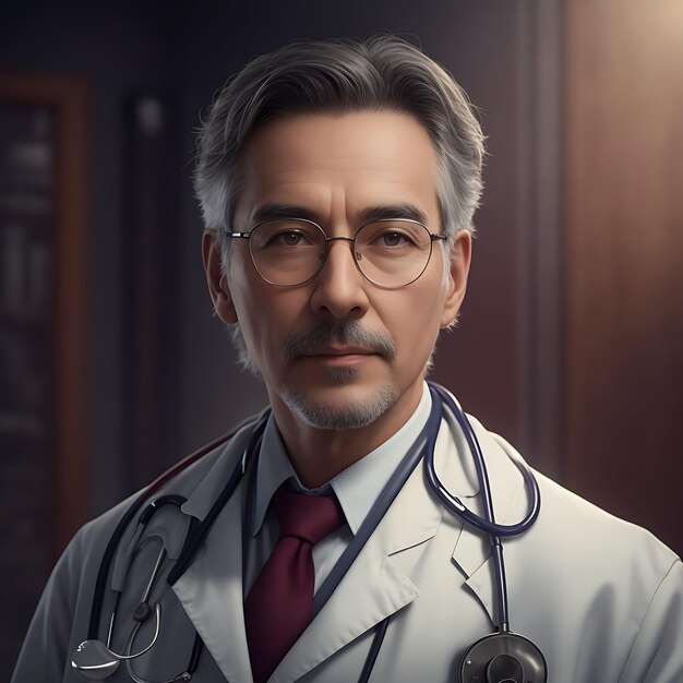 Portrait of mature doctor with eyeglasses