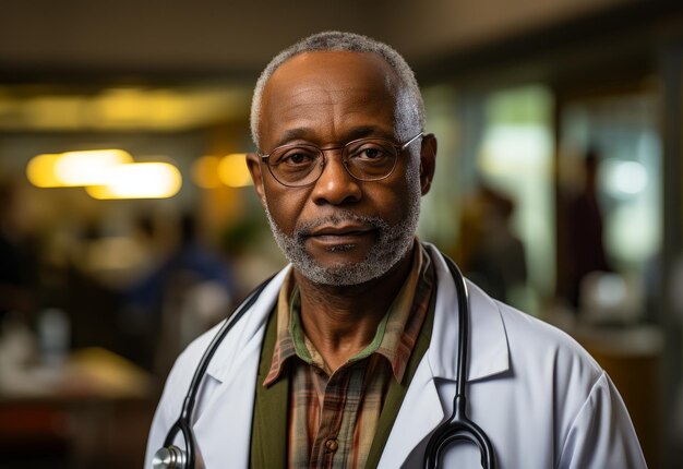 Portrait of mature male doctor standing in hospital