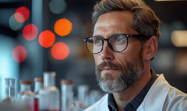 Portrait of mature scientist working in lab