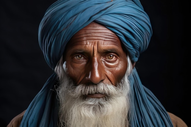 portrait mature sikh man looking at camera