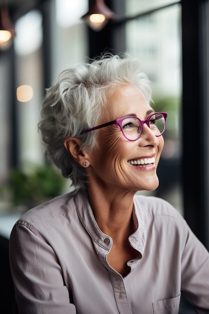 Photo portrait of a mature woman smiling