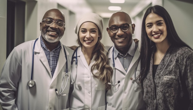 Portrait Of Medical Team Standing In Hospital Corridor