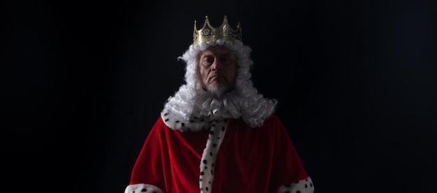 portrait of a medieval king, black studio background